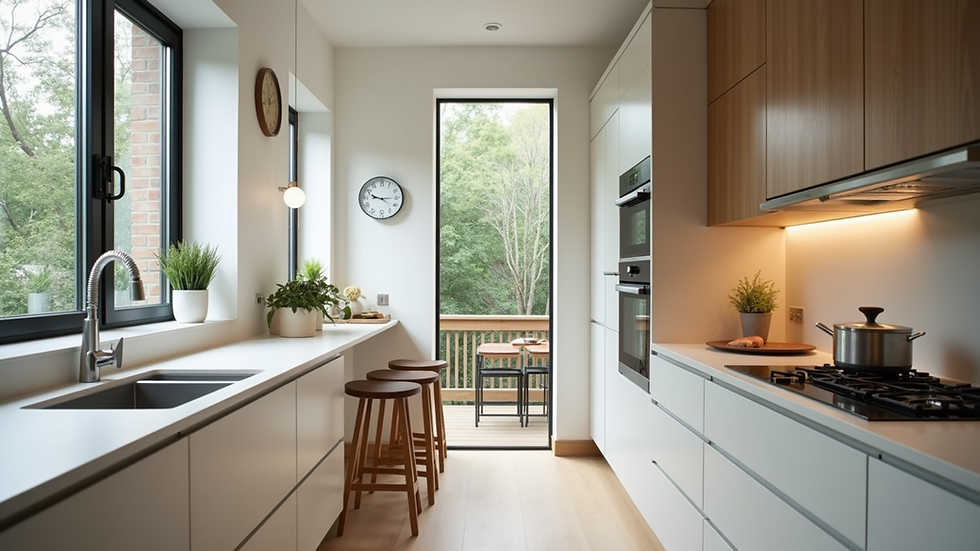 Eye-level view of a renovated kitchen with modern finishes
