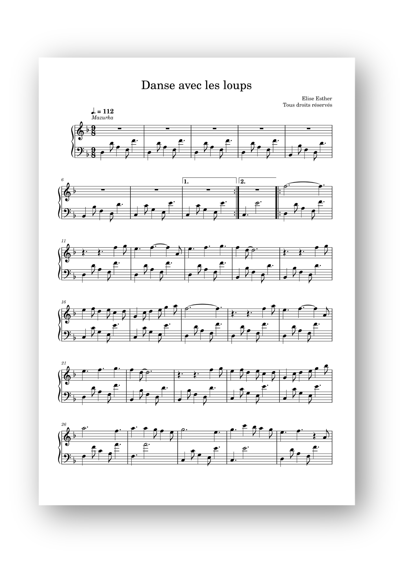 Danse avec les loups - partition numérique