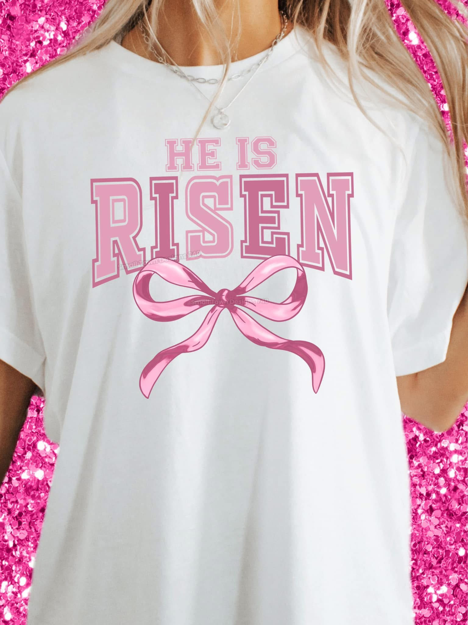 He is risen pink bow