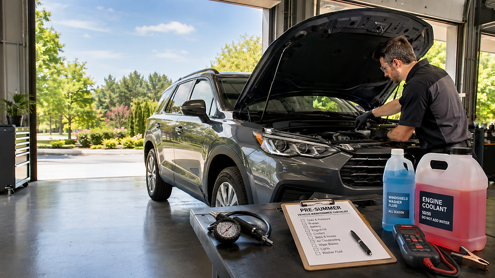 Warmer weather changes how your vehicle works, feels, and performs. After months of cold starts, road salt, potholes, slush, and stop-and-go winter driving, a pre-summer vehicle maintenance checklist helps you catch small issues before they become expensive problems. For drivers around Burlington, Oakville, Hamilton, Milton, and the wider Halton Region, summer often means highway commuting, cottage trips, family outings, sports weekends, towing, and longer drives across Ontario. That makes spring the right time to inspect your tires, brakes, battery, fluids, air conditioning, wipers, and emergency supplies.