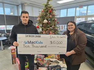 Car Nation Canada Group donated $10,000 to MacKids for the McMaster Children’s Hospital Toy Drive—powered by customers, partners, and local drop-off locations across Burlington and the surrounding community.