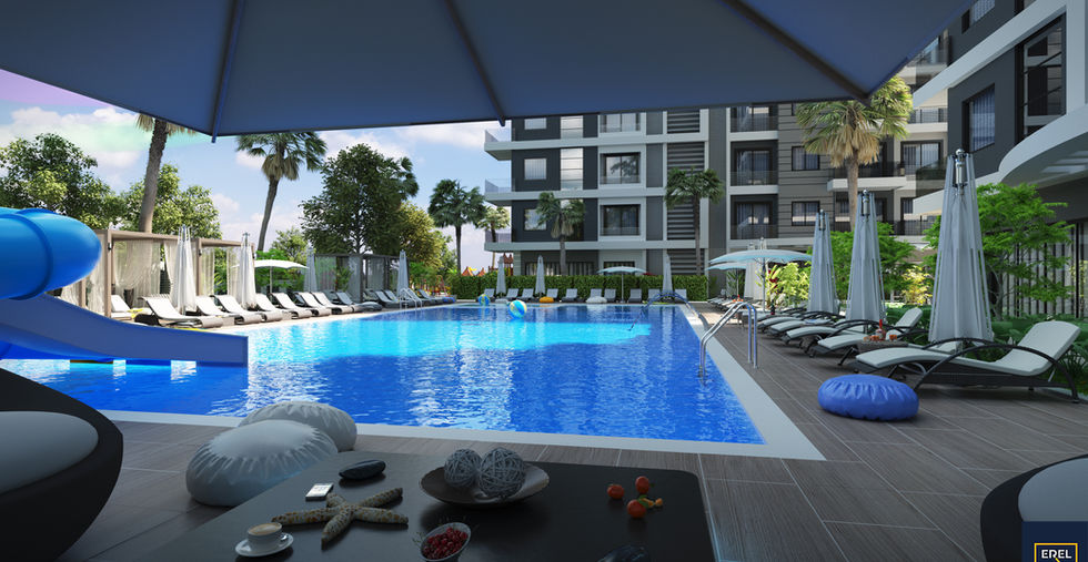 Erel Life 1 and 2 Mahmutlar residential projects with social facilities near the sea in Alanya
