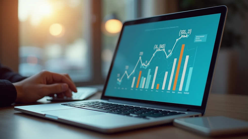 Eye-level view of a laptop displaying digital marketing analytics