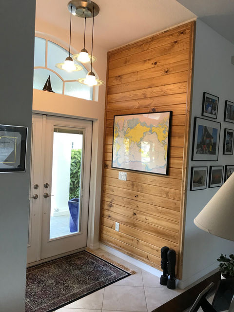 southern pine synergy wood honey at residential entry way