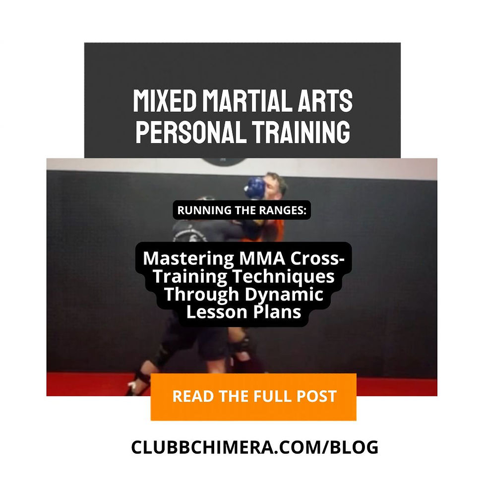 MMA training promo with fighters grappling; text reads Mixed Martial Arts Personal Training, Running the Ranges, Read the Full Post.