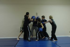 adults and children training in the mix