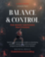 Taekwondo poster of a woman in a wide stance, titled Clubb Chimera Lesson Two: Balance & Control for senior practitioners.