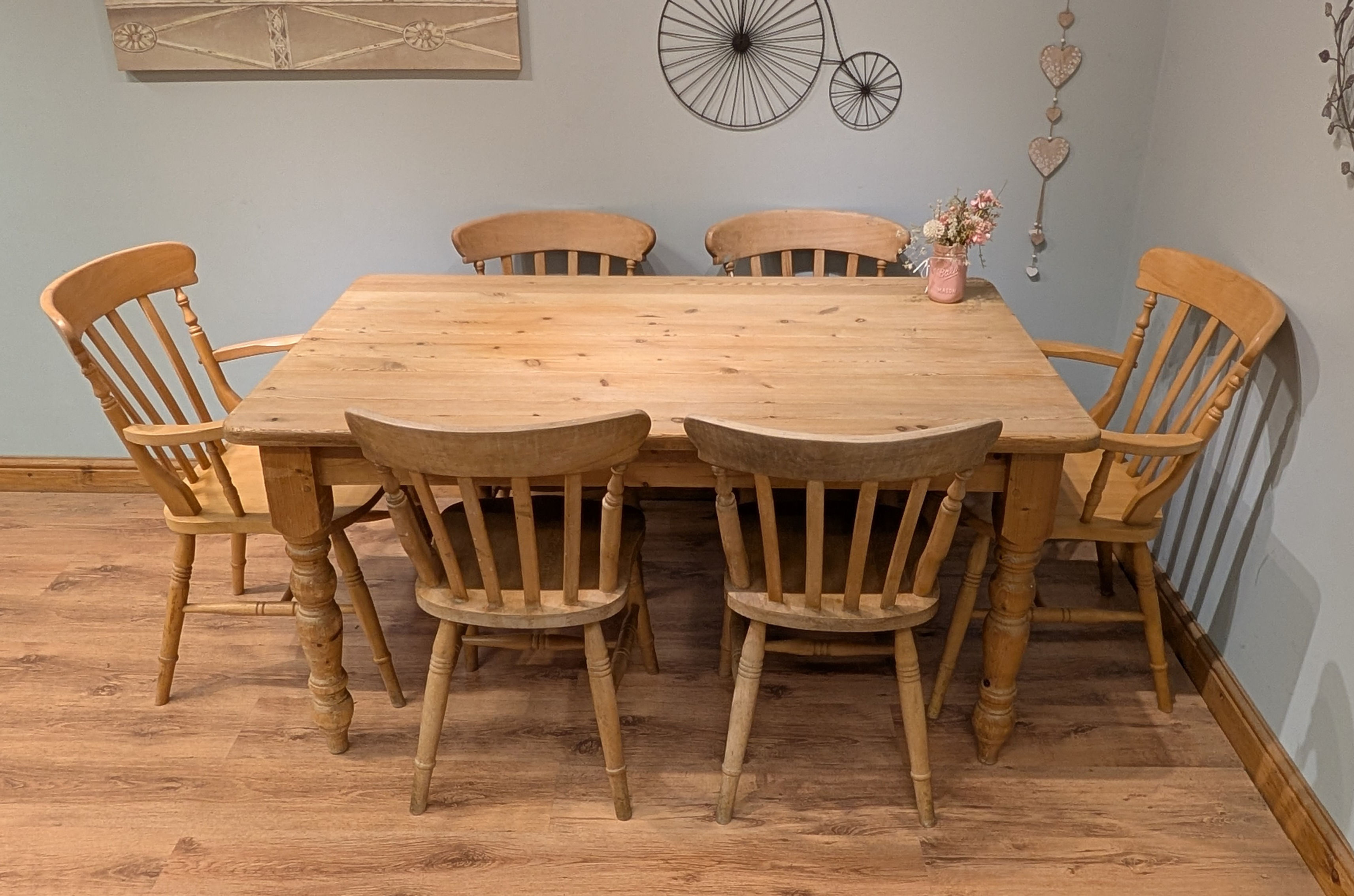 2411 Solid Pine 5ft Table and 6 Chairs