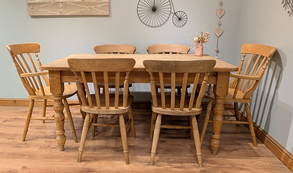 Thumbnail: 2411 Solid Pine 5ft Table and 6 Chairs