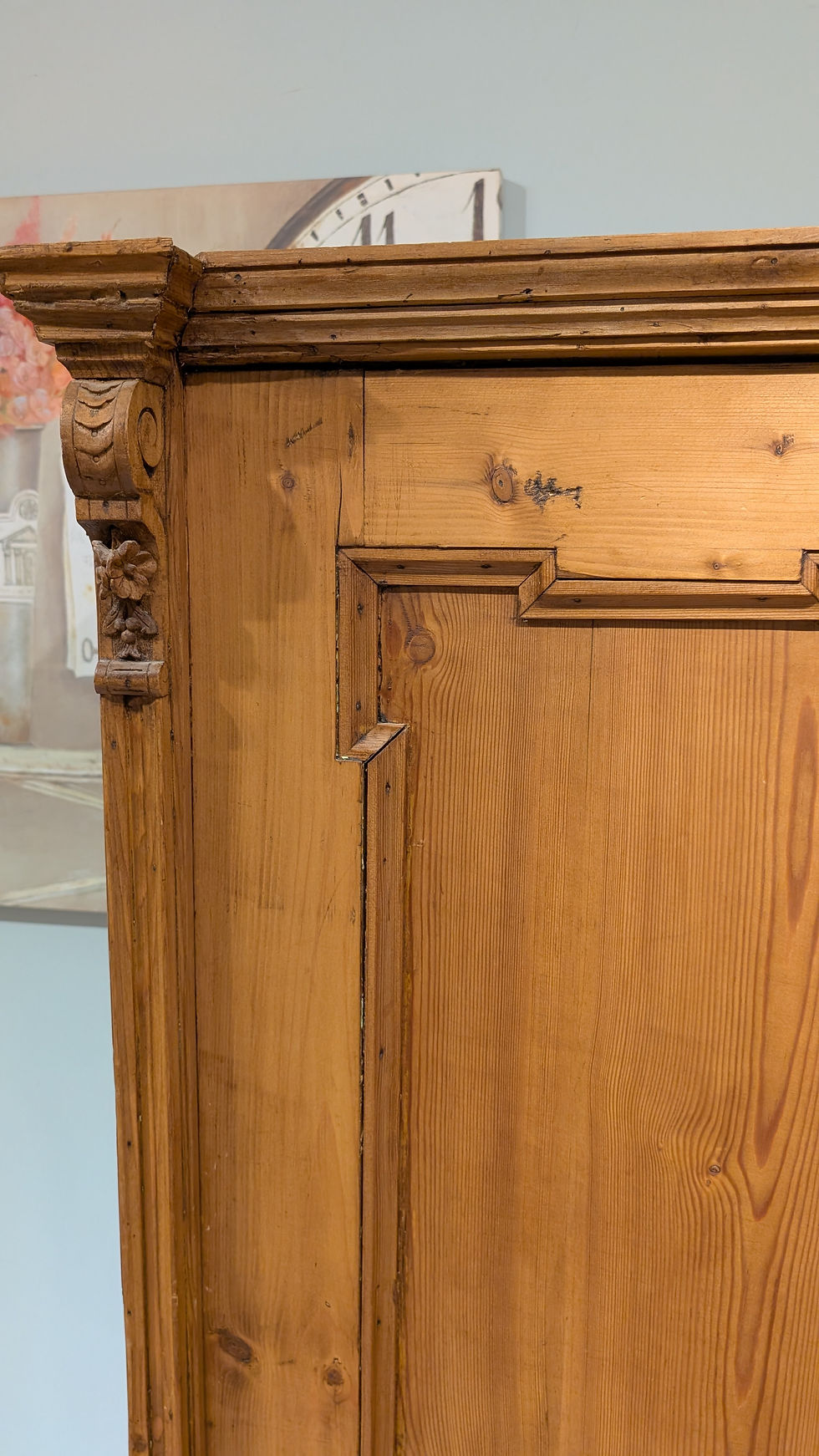 Thumbnail: 2578 Antique Solid Pine Lockable Wardrobe