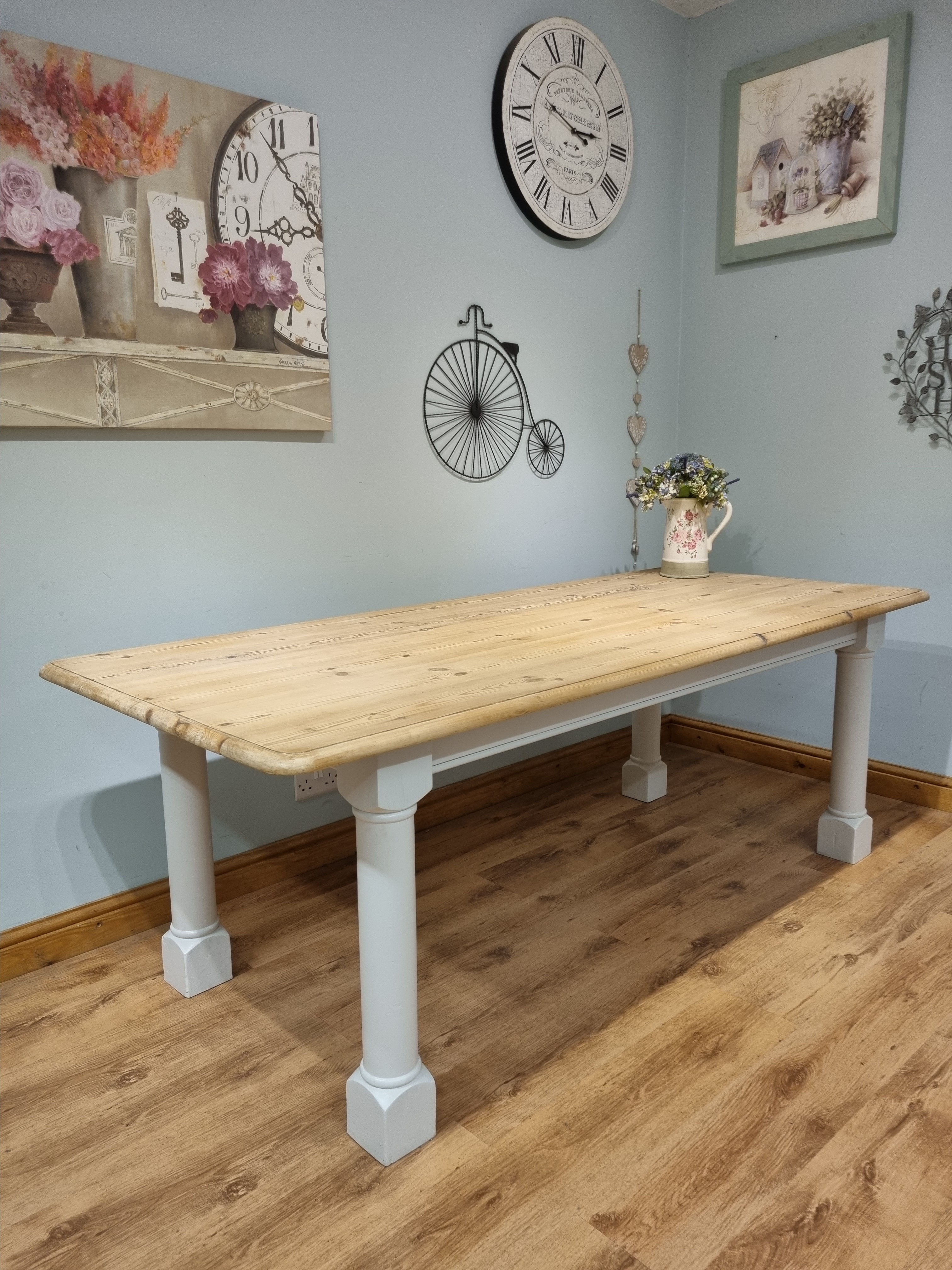 2235 Shabby Chic 7ft Pine Farmhouse Table
