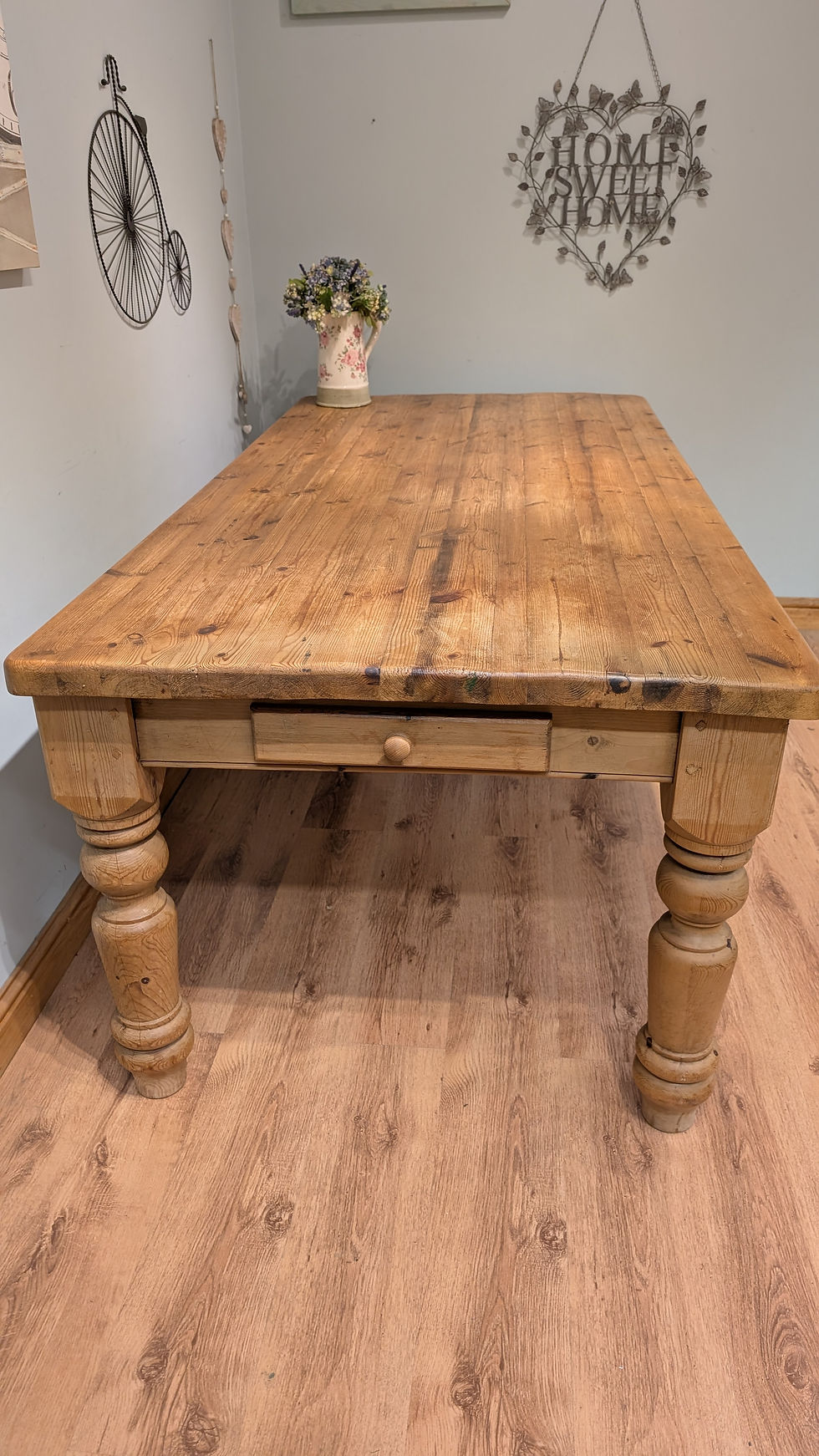 Thumbnail: 2359 Solid Pine 7ft Farmhouse Table with Drawer