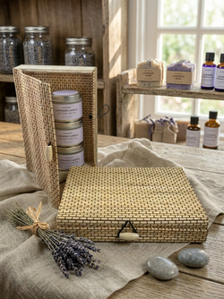 Caja rectangular bambú palitos
