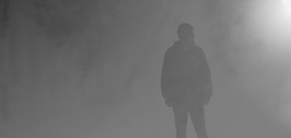 outline of a man’s silhouette in fog