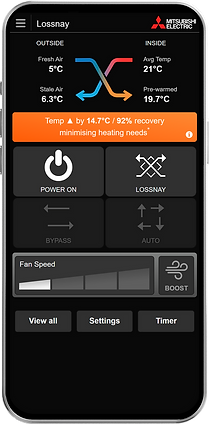 Lossay ventilation control app on mobile device