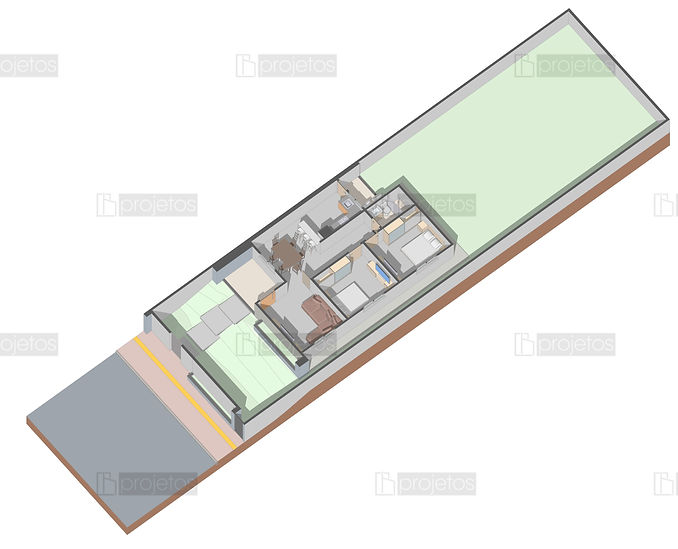 Casa térrea simples com fachada imponente, 2 quartos