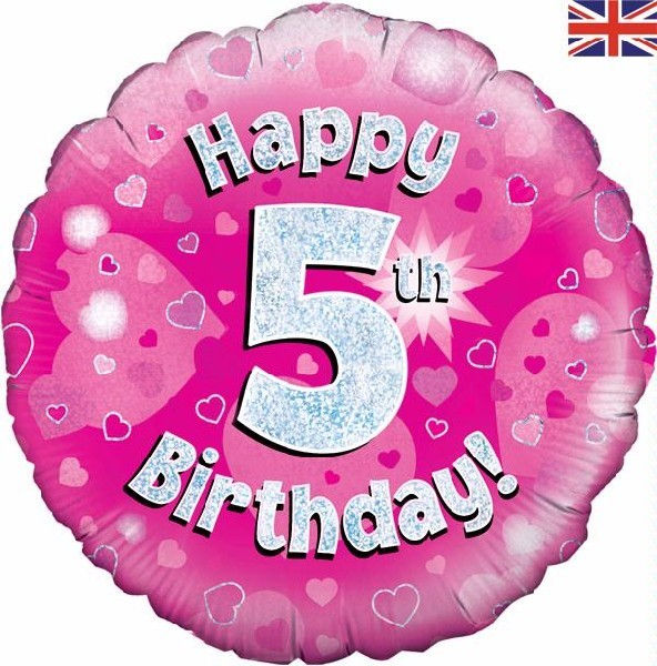 18IN HAPPY 5TH BIRTHDAY PINK FOIL BALLOON