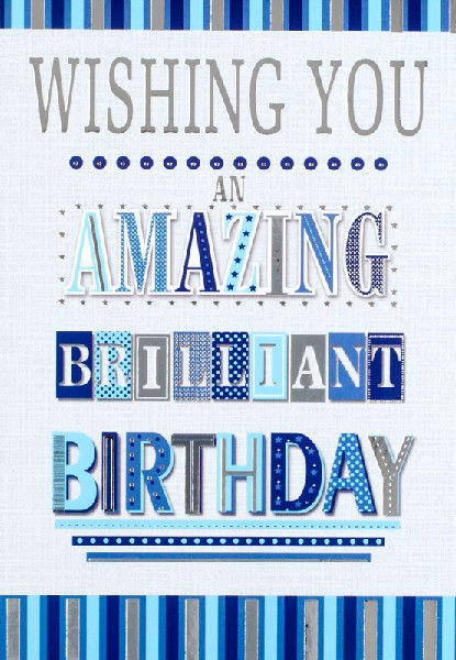 Blue & Silver Happy Birthday Card