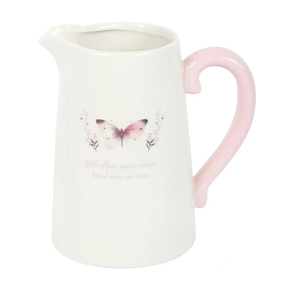 Thumbnail: White Butterfly Print Ceramic Flower Jug