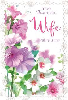 Happy Birthday Wife Flowery Card