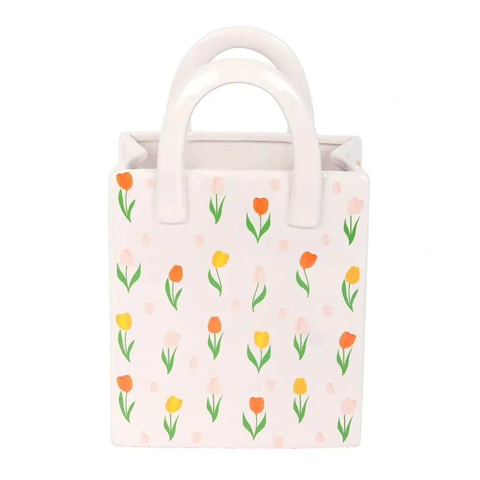 Thumbnail: Tulip Print Ceramic Bag-Shaped Flower Vase