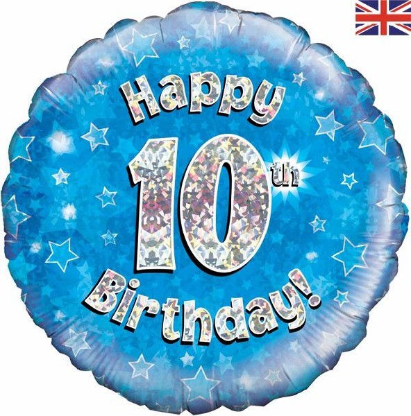 18IN HAPPY 10TH BIRTHDAY BLUE FOIL BALLOON