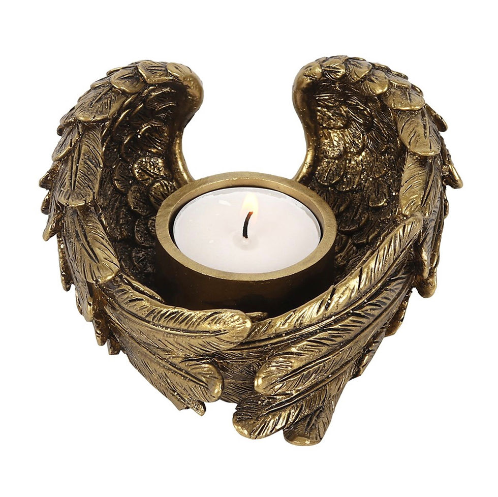 Thumbnail: Antique Gold Angel Wings Tealight Holder