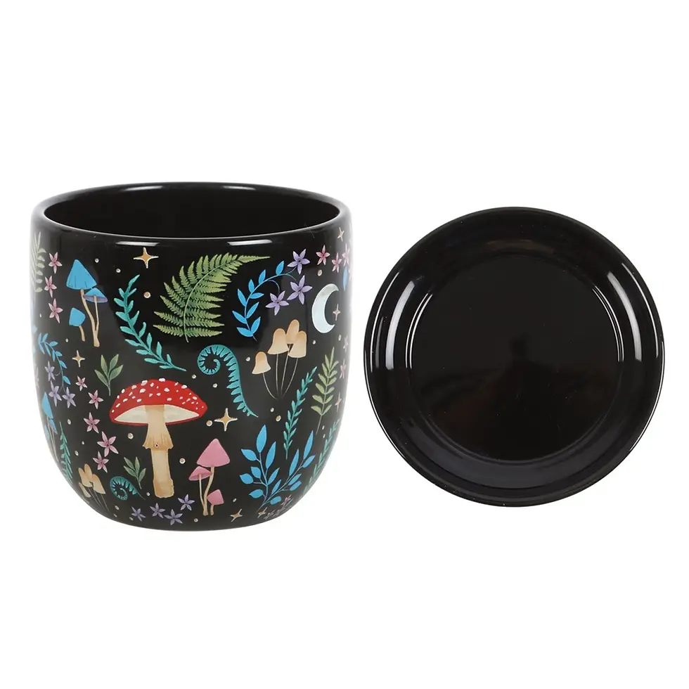 Thumbnail: Dark Forest Print Ceramic Plant Pot with Saucer