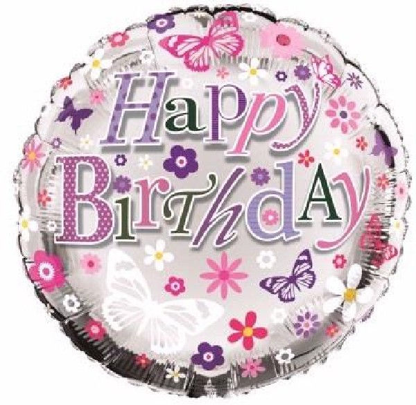 18IN BIRTHDAY FLOWERS & BUTTERFLIES FOIL BALLOON