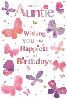 Happy Birthday Auntie Buttflies Card