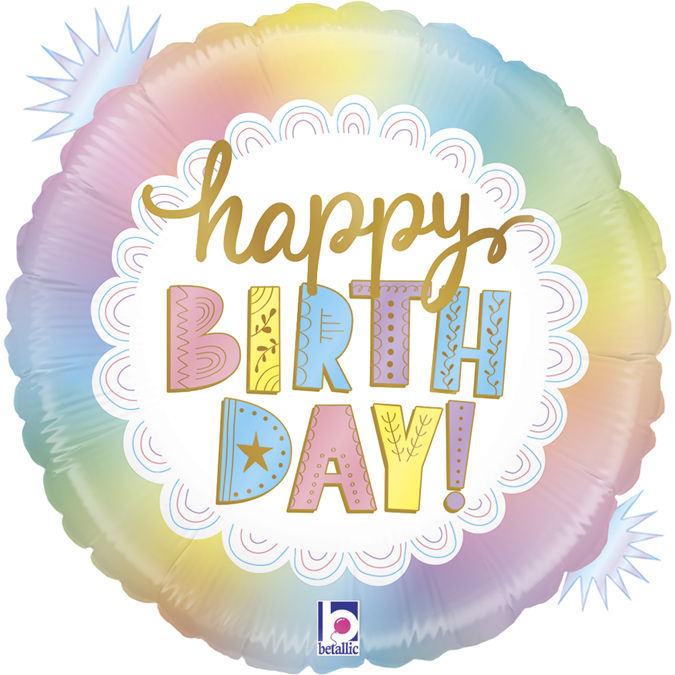 18IN HAPPY BIRTHDAY PASTEL COLOURS FOIL BALLOON