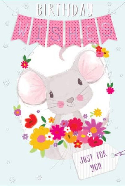 Mouse & Flowers Birthday Card
