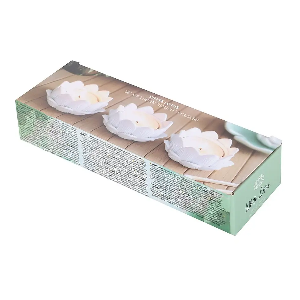 Thumbnail: Set of 3 White Lotus Flower Tealight Holders