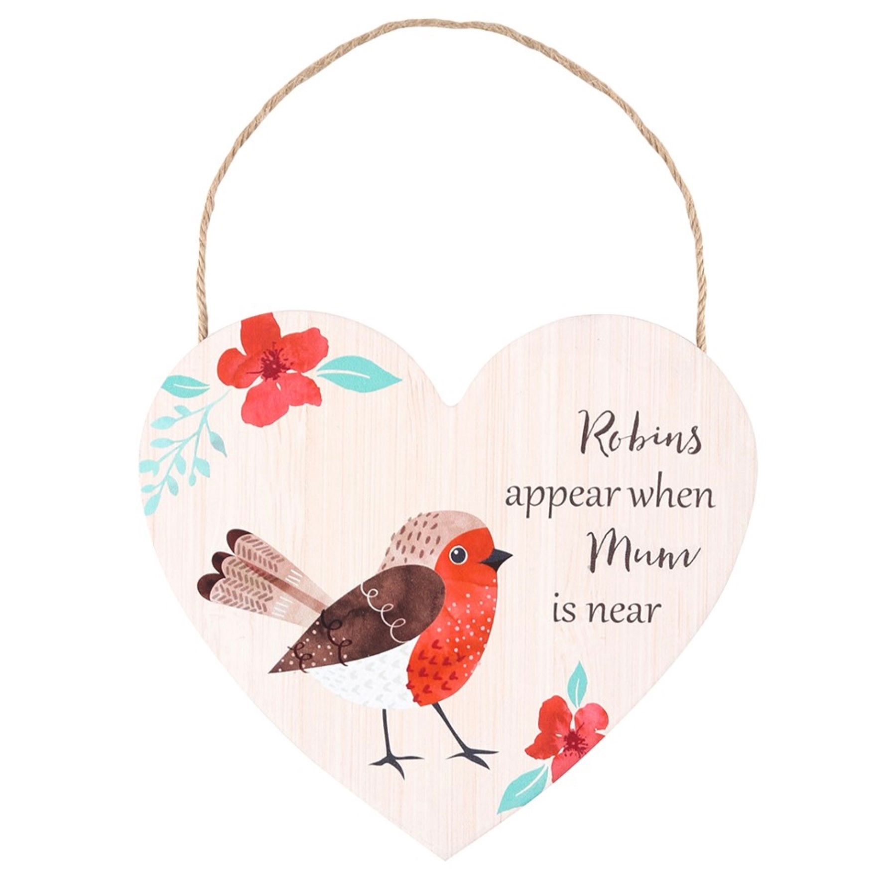 Mum Robin Hanging Heart Sign