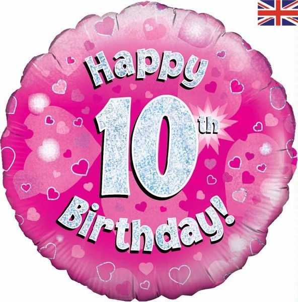 18IN HAPPY 10TH BIRTHDAY PINK FOIL BALLOON
