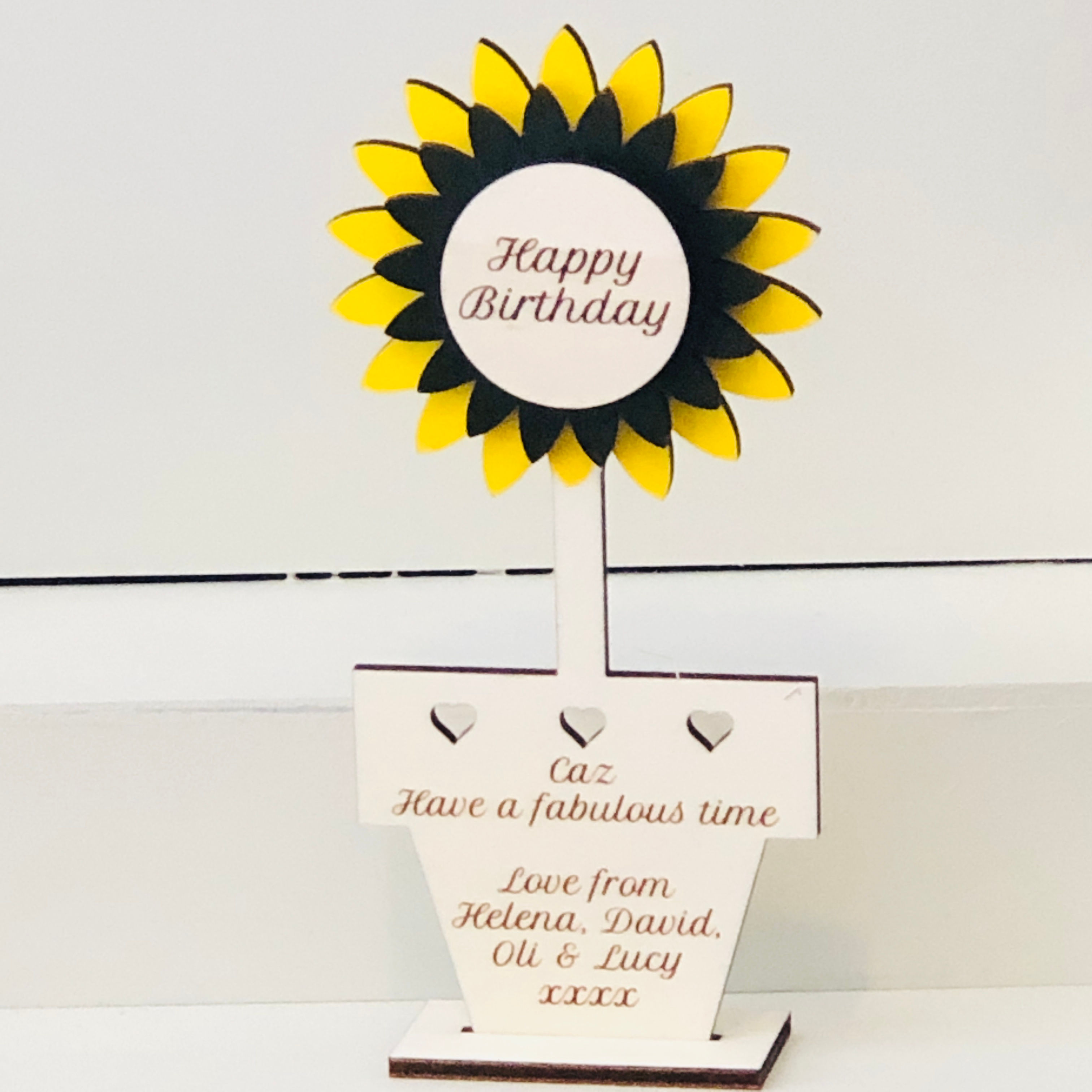 Sunflower Wooden keepsake Card Personalised