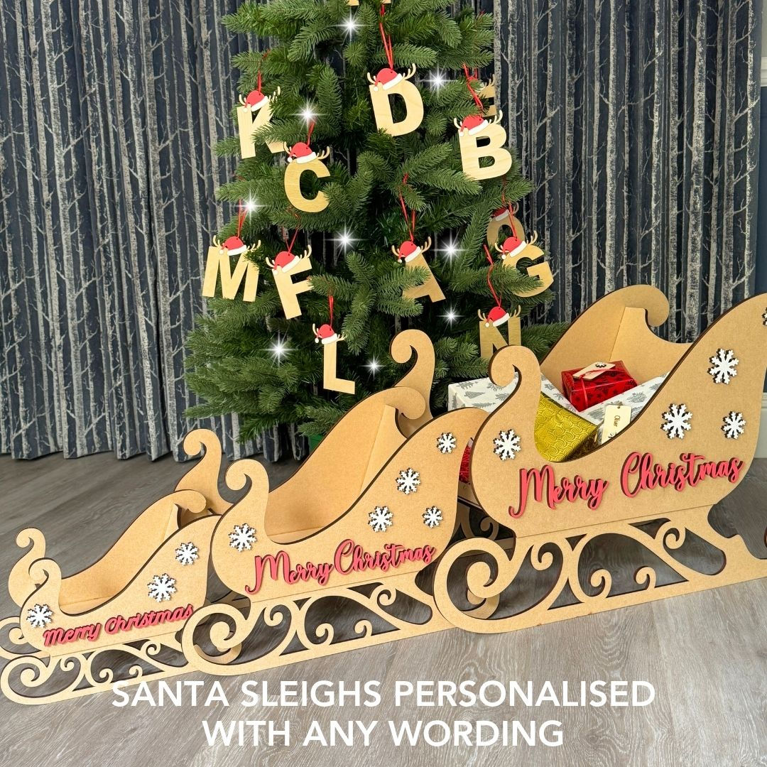 Santa Sleigh MDF Personalised unpainted
