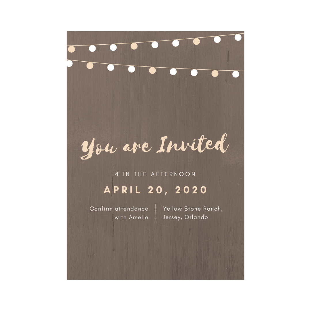 Invitation Card, Brown Lanterns