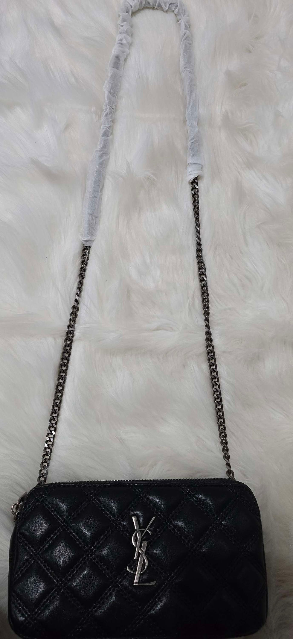 Thumbnail: Y$L Black Genuine Leather Small Crossbody Bag