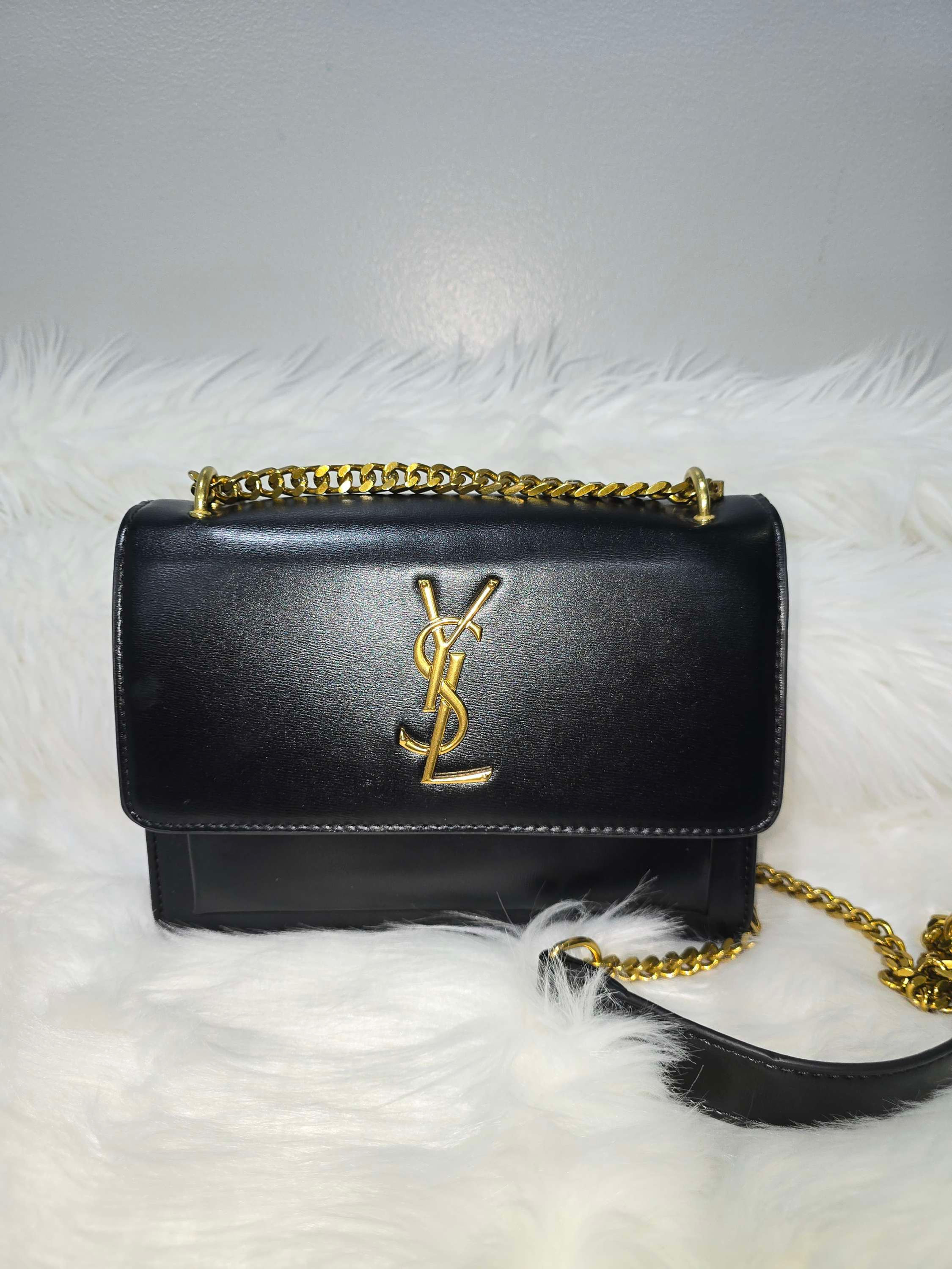 Y$L Black Genuine Leather Shoulder Bag