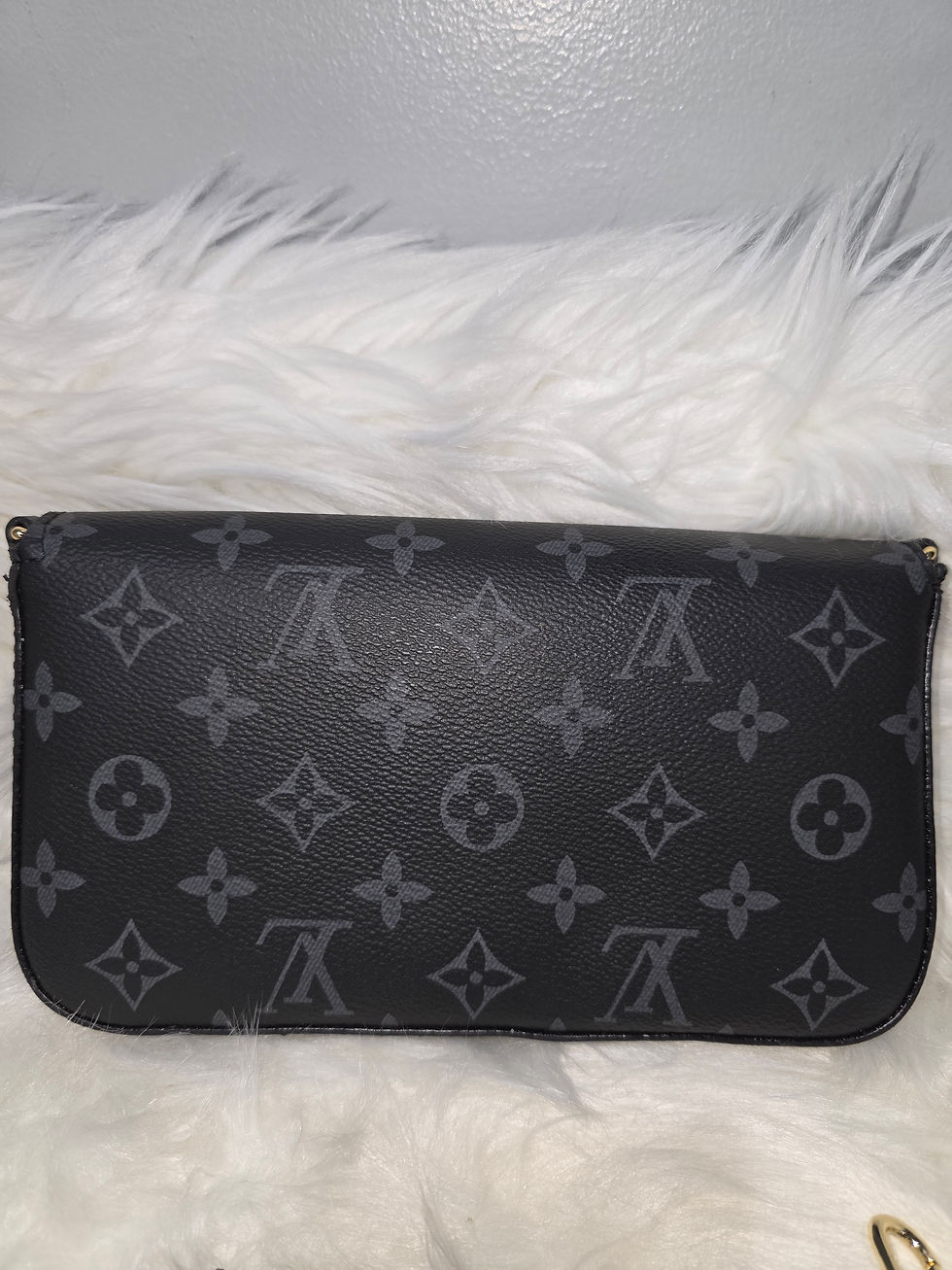 Thumbnail: LV Black/Gray Genuine Leather Felicie Pochette