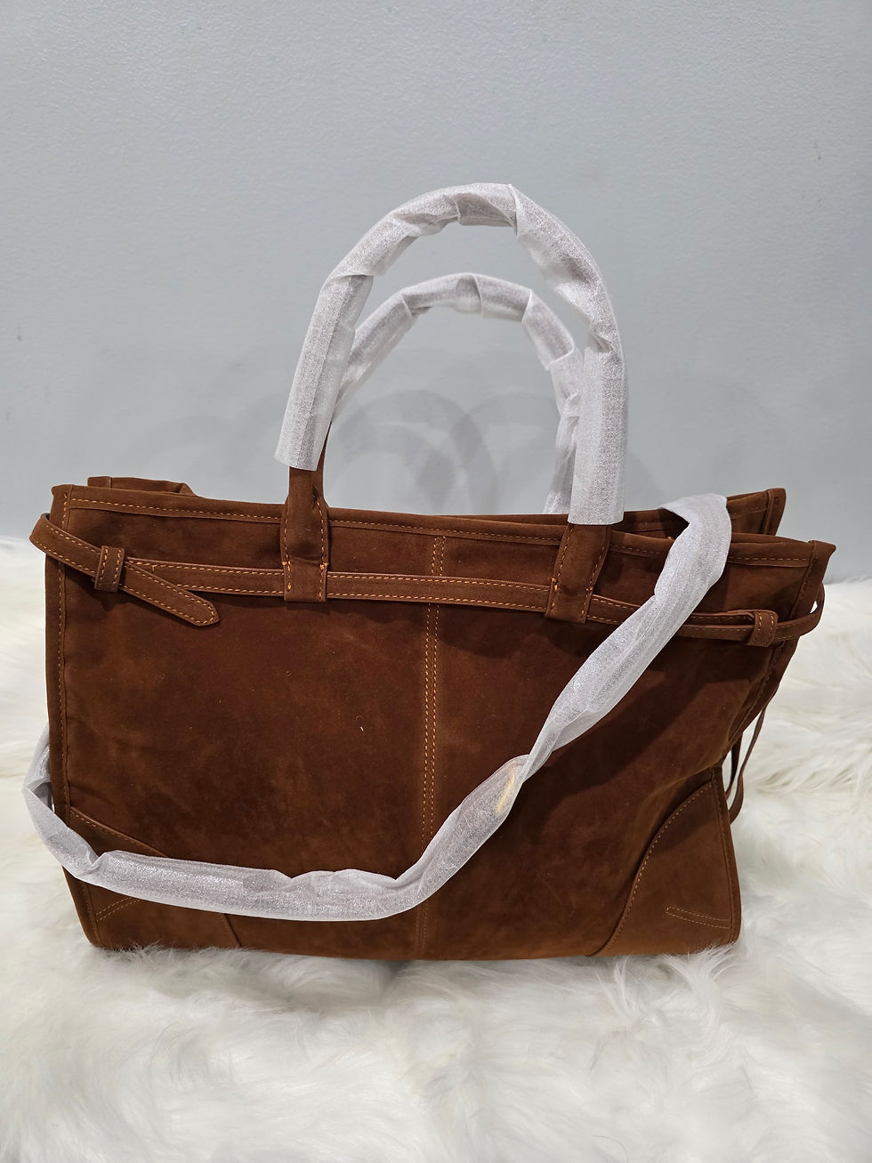 Thumbnail: Pr@d@ Suede Large Brown Crossbody/Handbag