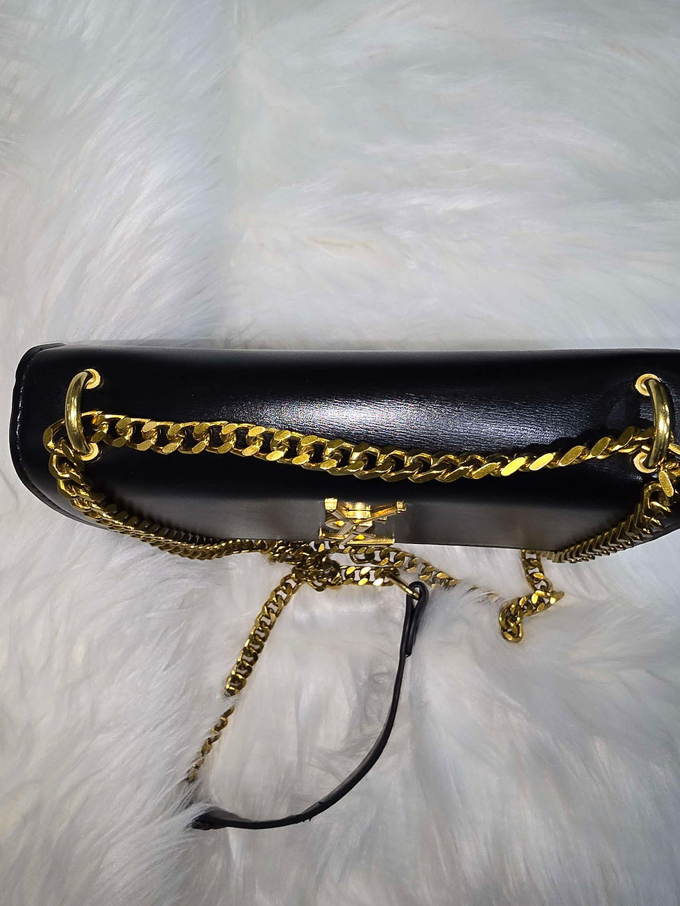 Thumbnail: Y$L Black Genuine Leather Shoulder Bag