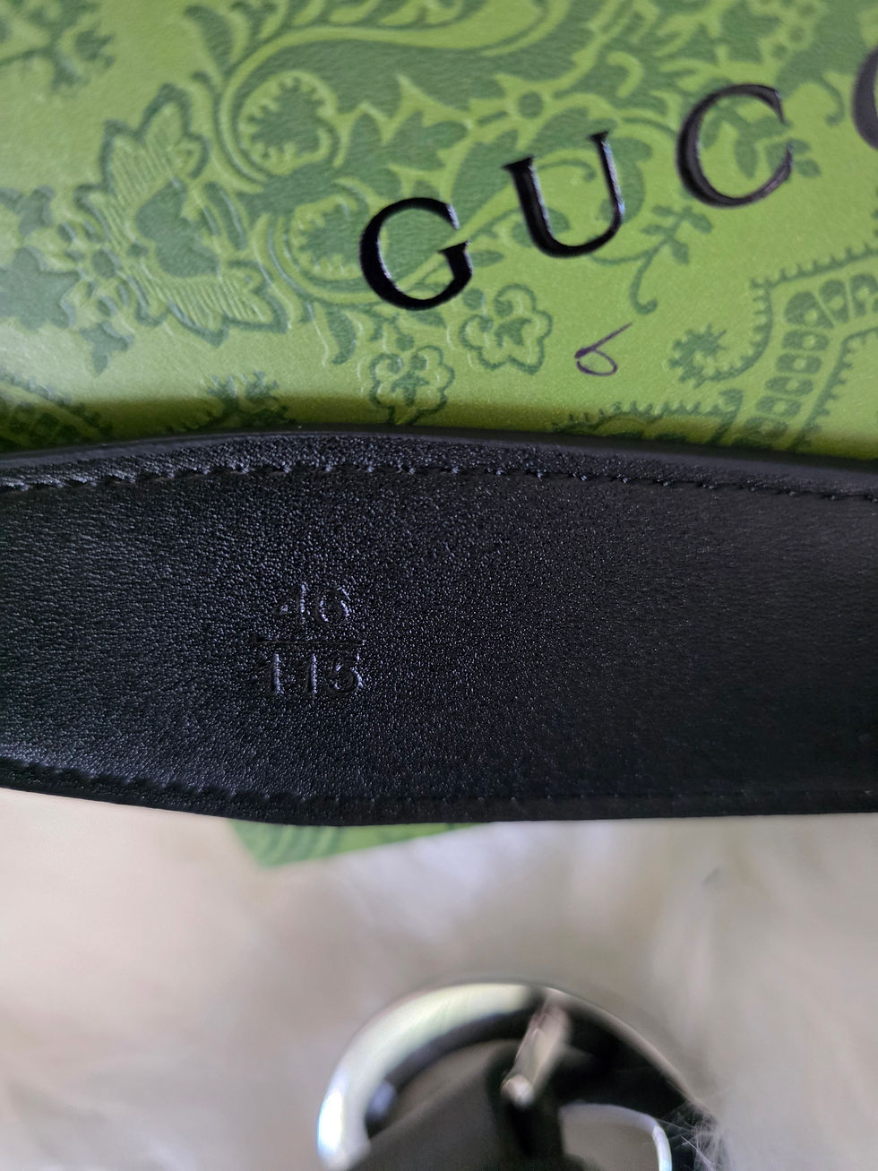 Thumbnail: GG Black Embossed Genuine Leather Belt