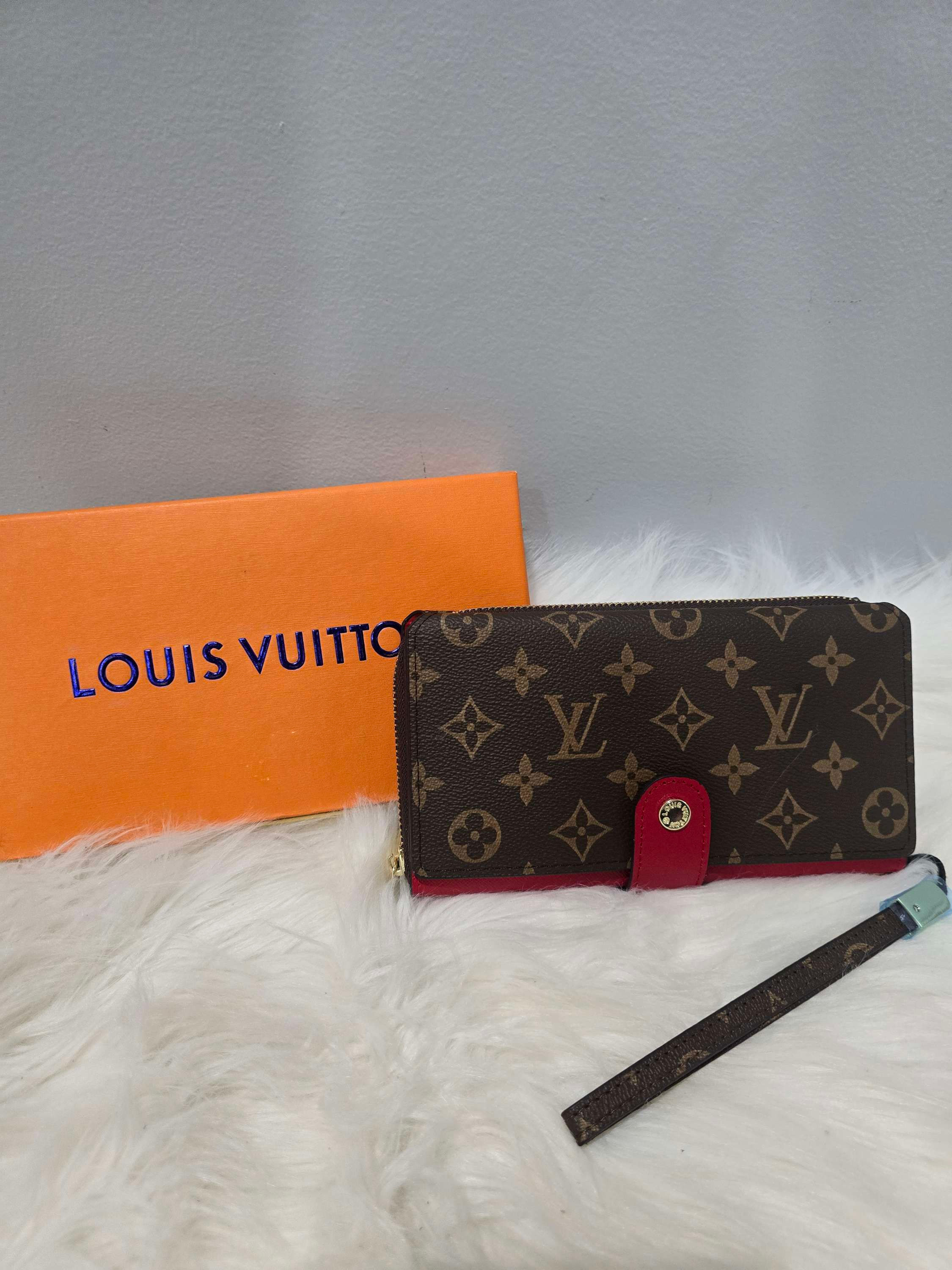 LV Red Mono Wallet Wristlet