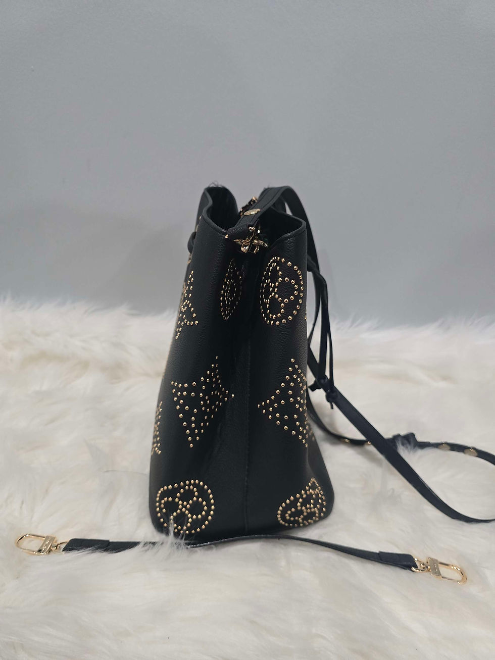 Thumbnail: LV Black Studded Bucket Bag Medium