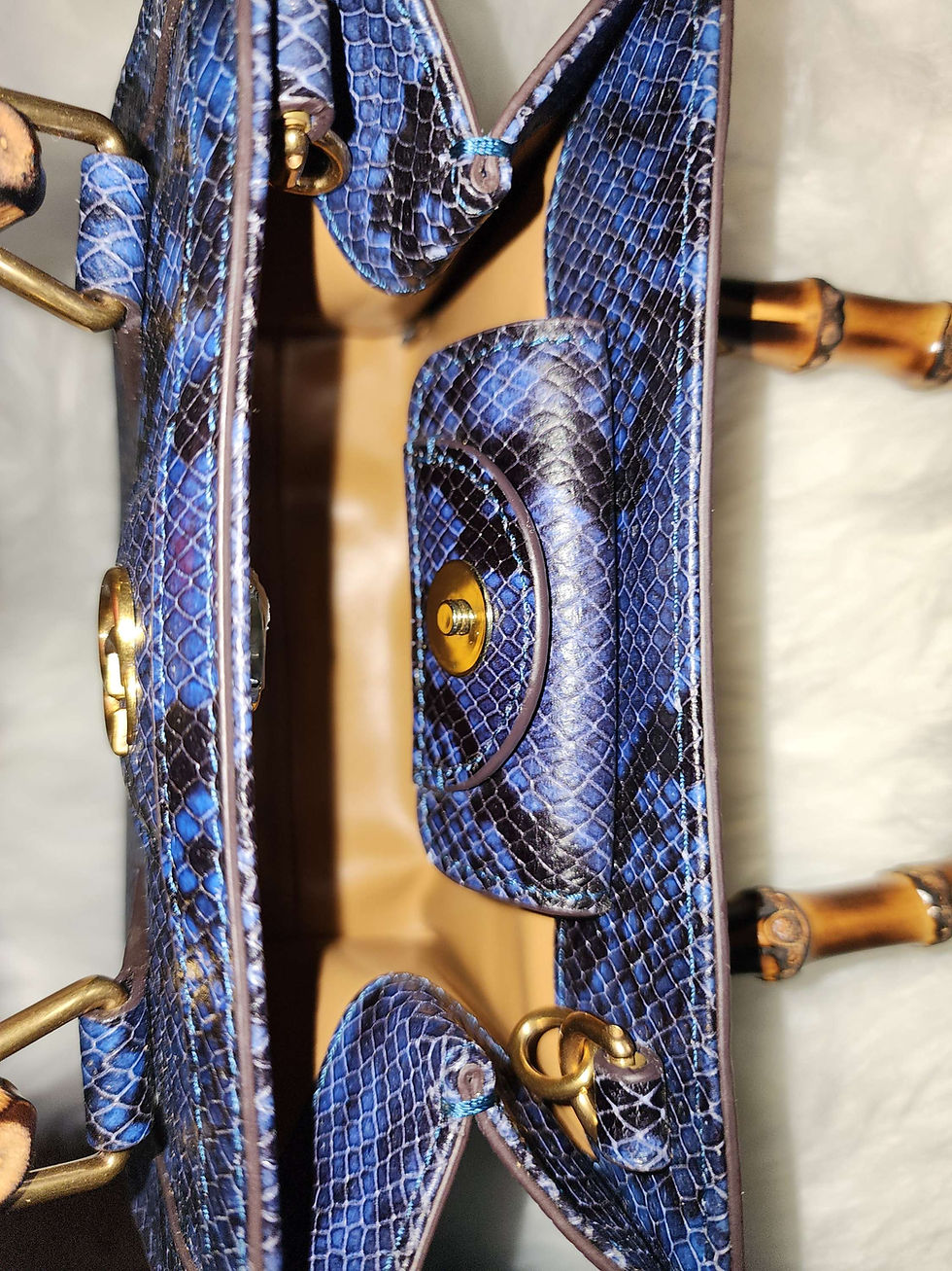 Thumbnail: GG Blue and Black Mini Python Handbag