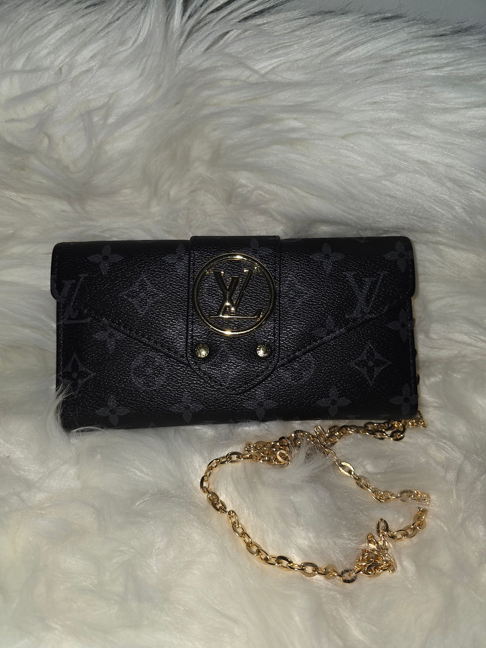 Thumbnail: LV Black/Grey Mono Wallet w/ Detachable Chain