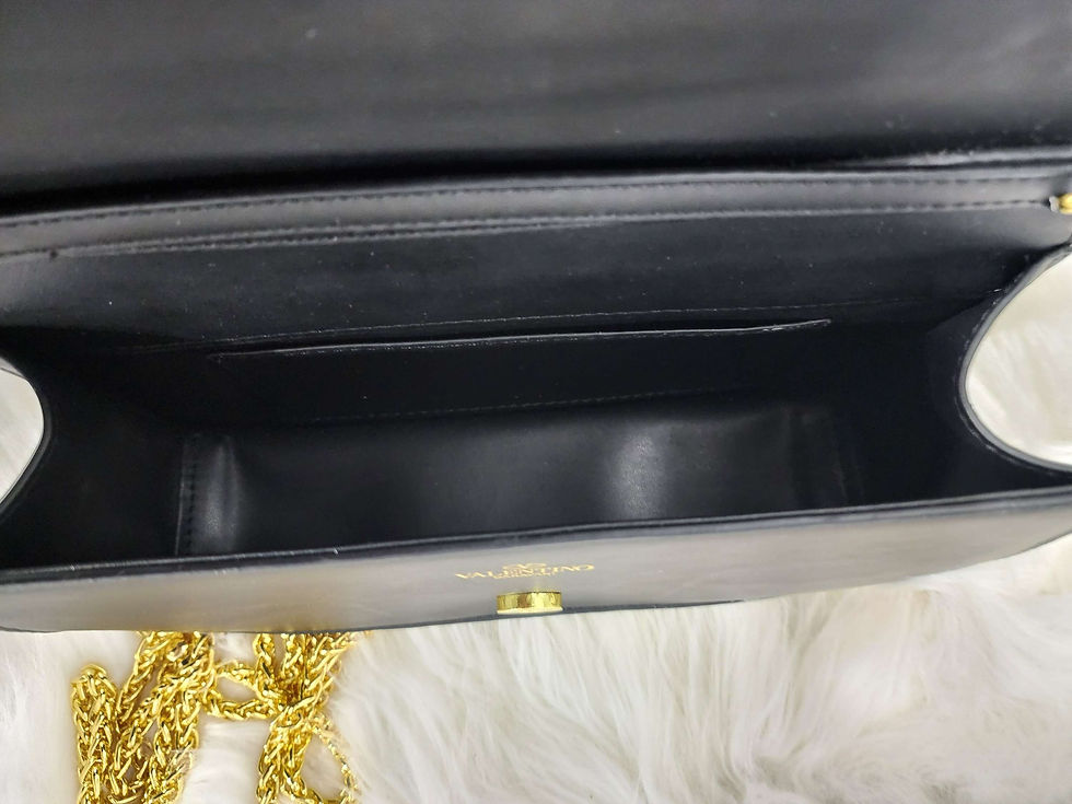 Thumbnail: V@l3ntIn0 Black Genuine Leather Handbag with Crossbody Chain