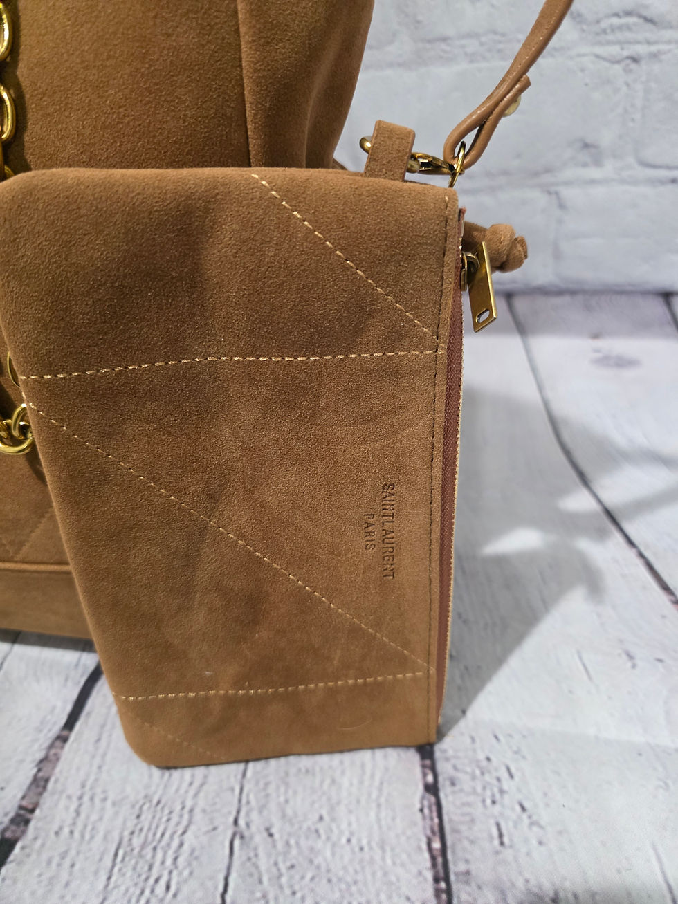 Thumbnail: Y$L Brown Suede Shoulder Bag
